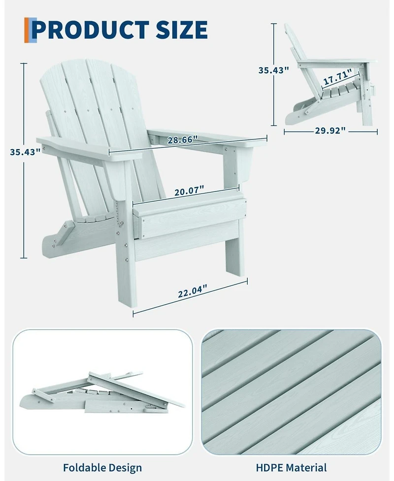 gaomon Oversized Folding Adirondack Chairs Set of 2 – Heavy Duty Hdpe, Weather Resistant