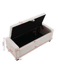 Streamdale Furniture 48" Storage Ottoman Bench with Safety Hinge, Upholstered Entryway Seating
