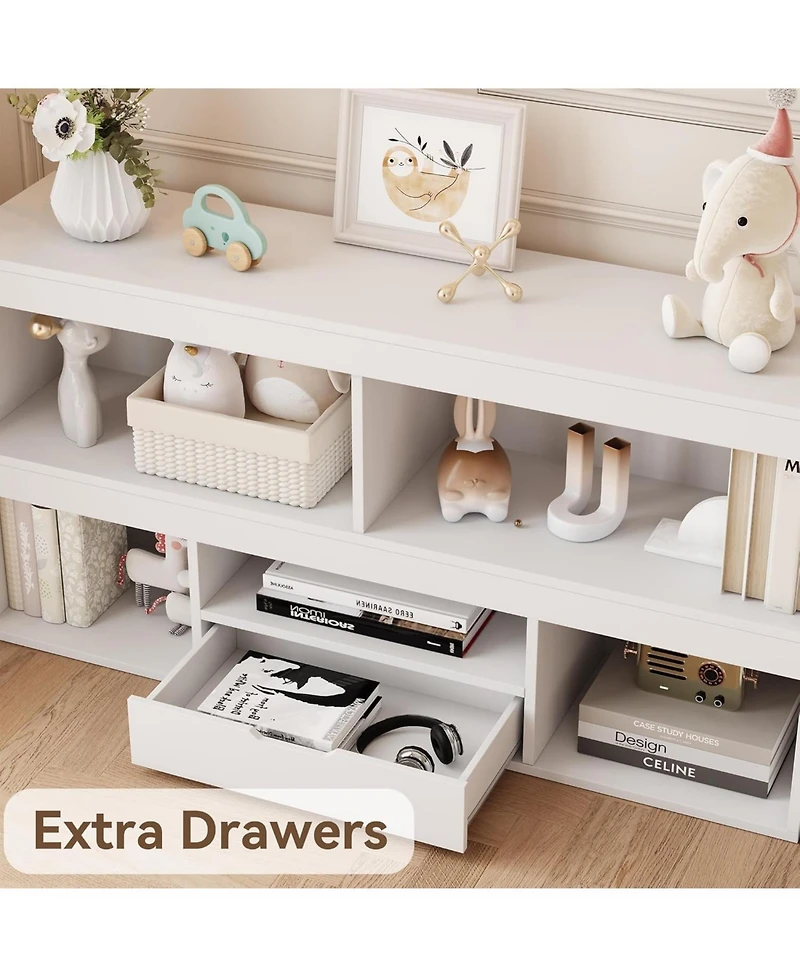 gaomon 5-Cube Kids Toy Storage Organizer – Wooden Bookshelf, 2-Tier Children Bookcase and Cabinet for Playroom, Nursery