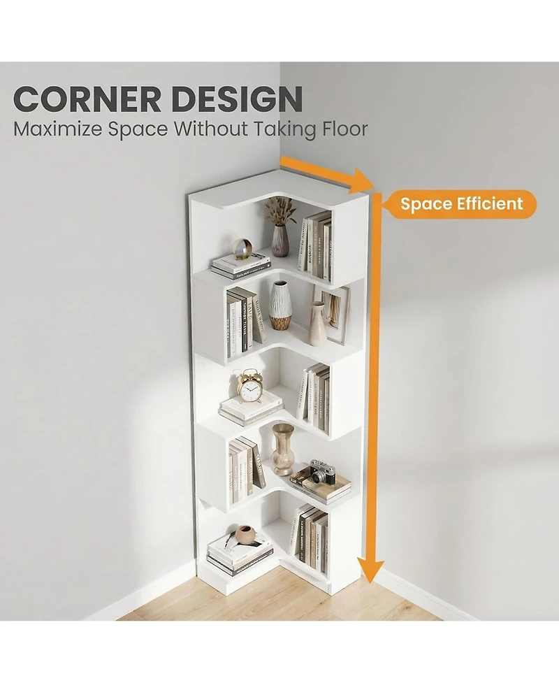 Rainsken 5 Tier Corner Bookshelf