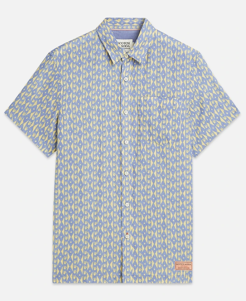Scotch & Soda Men's Printed Linen Regular-Fit Short-Sleeve Shirt