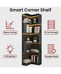 Rainsken 5 Tier Corner Bookshelf