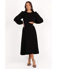 Petal and Pup Women's Ginnee Puff Sleeve Cutout Midi Dress