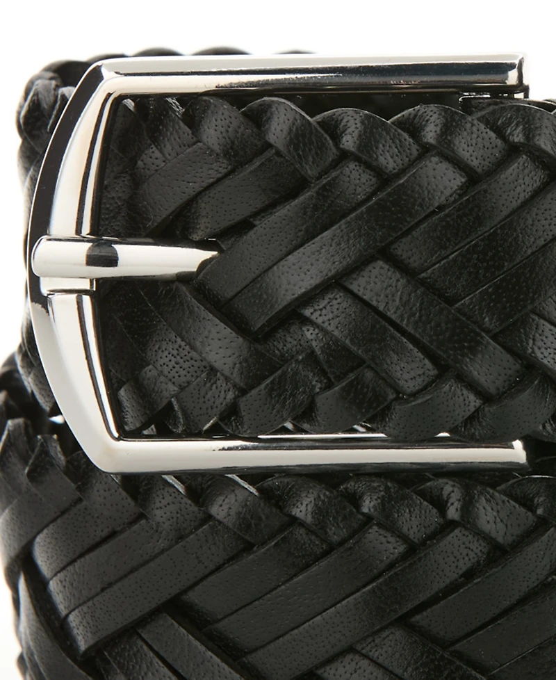 Perry Ellis Portfolio Men's Herringbone Braid Leather Belt