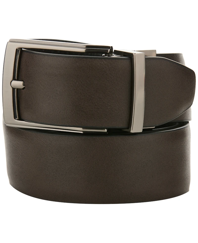 Perry Ellis Portfolio Men's Leather Bent Wire Buckle Belt