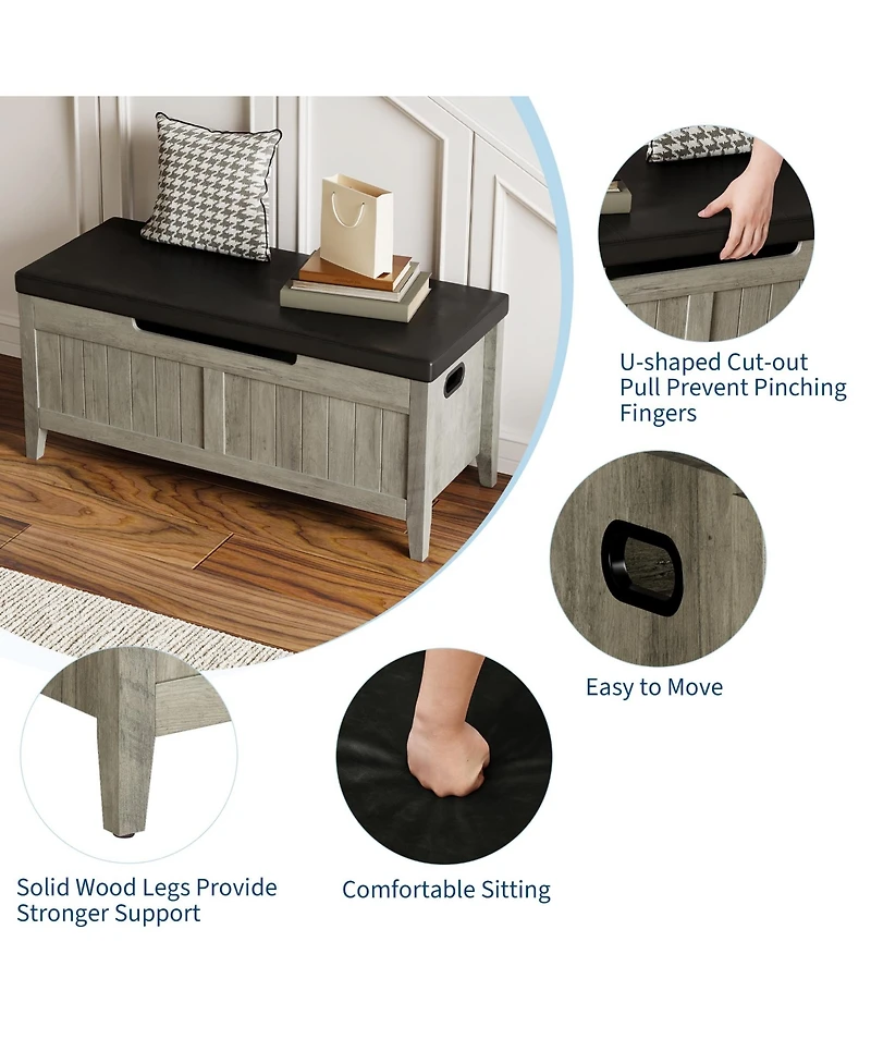 gaomon 39.4" Wooden Flip-Top Storage Bench