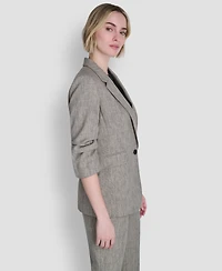 Dkny Petite Notch Collar One Button Jacket