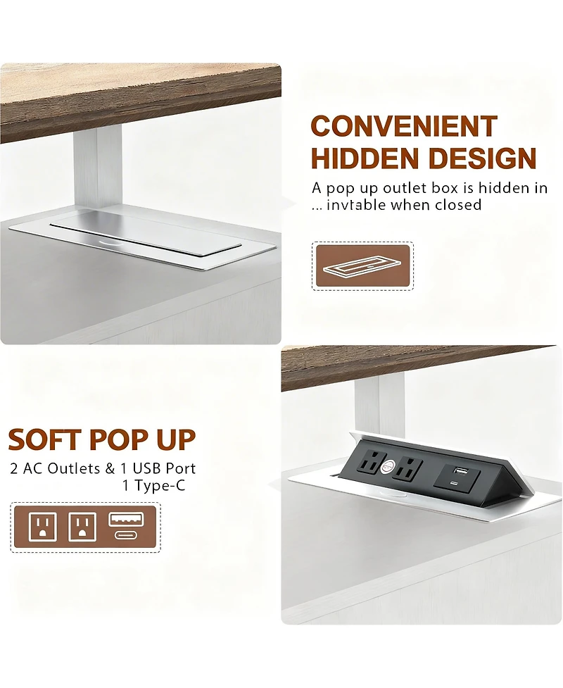 Yigii Drawer End Table with Charging Station for Living Room and Bedroom