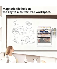 Yigii 5-Tier Magnetic File Organizer with Pen Holders for Efficient Desk or Wall Storage