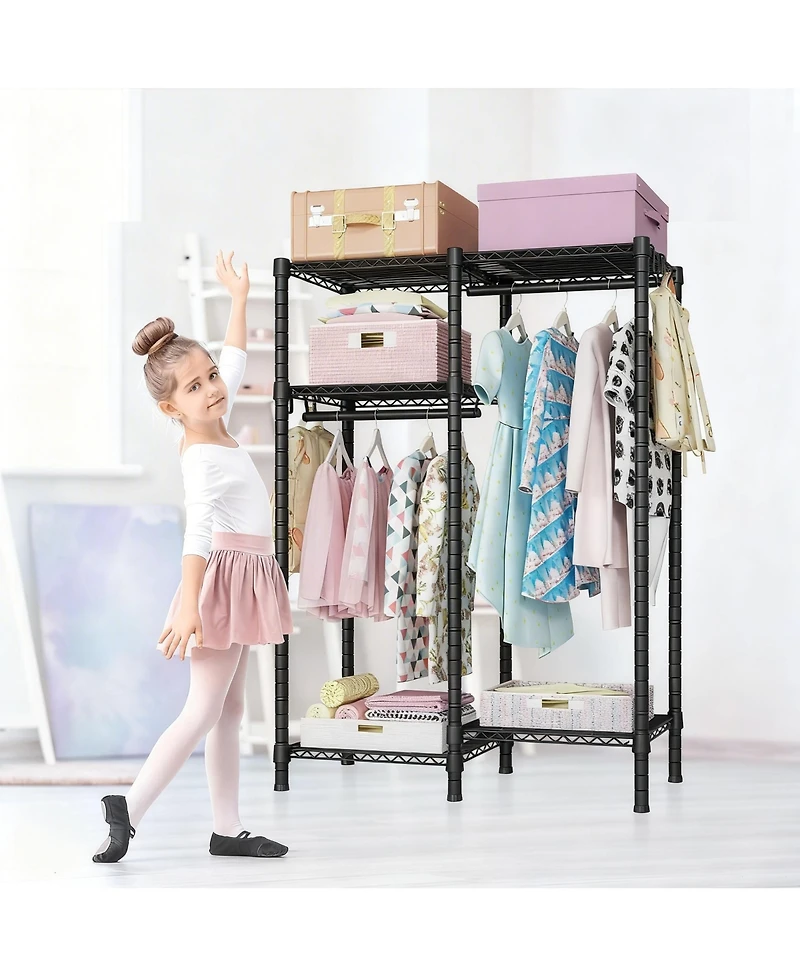 Yigii 4-Tier Portable Metal Garment Rack for Small Spaces