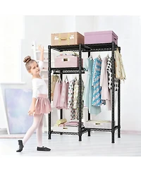 Yigii 4-Tier Portable Metal Garment Rack for Small Spaces