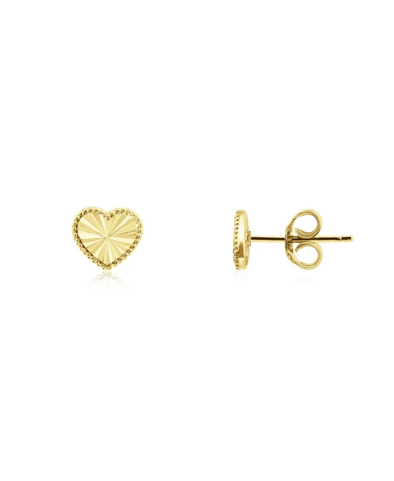 The Lovery Fluted Gold Heart Stud Earrings 14K Gold