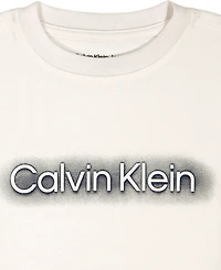 Calvin Klein Boys' 2T-7 Relaxed Logo T-Shirt and Printed Poplin Shorts, 2-Piece Set