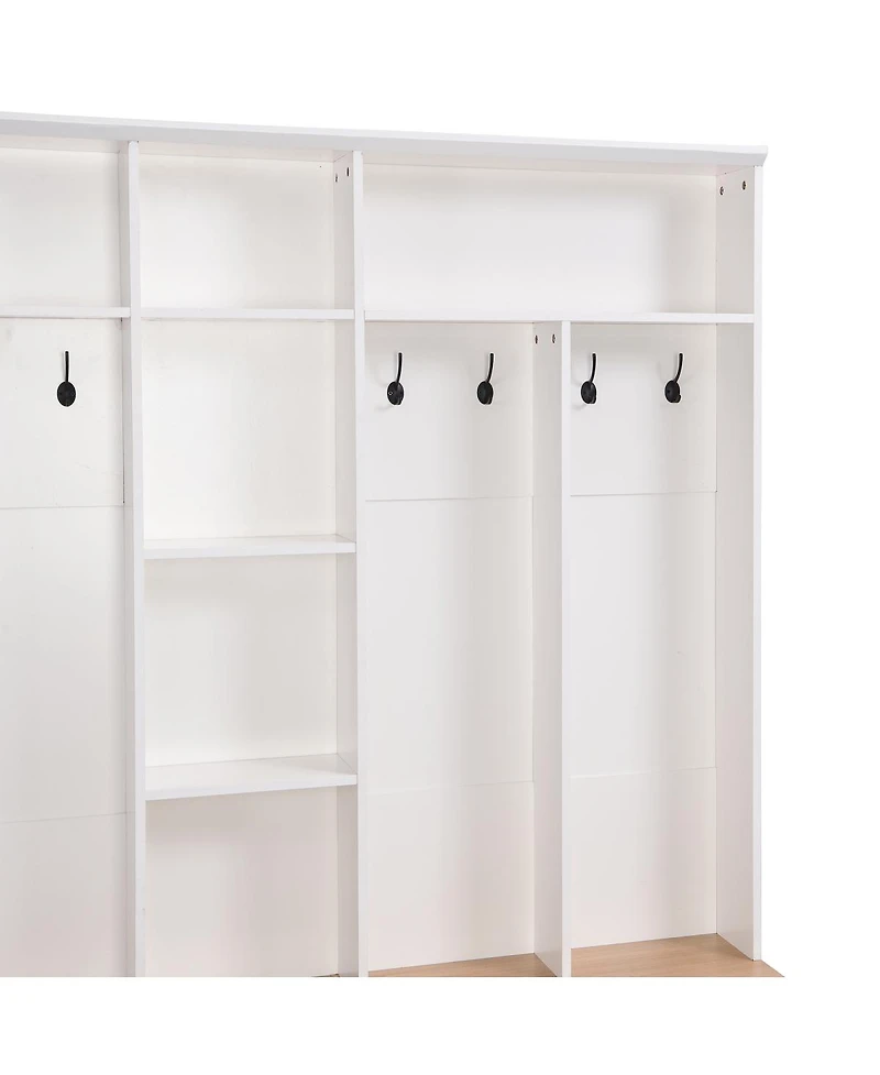 Streamdale Furniture Wide Hall Tree with Storage Bench, Shoe Cabinet & Coat Rack