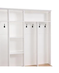 Streamdale Furniture Wide Hall Tree with Storage Bench, Shoe Cabinet & Coat Rack