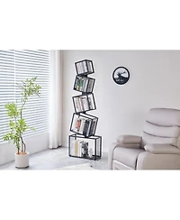 Streamdale Furniture 5-Tier Geometric Bookshelf - Modern Narrow Floor Bookcase