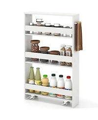 Sugift Narrow Mobile Serving Cart with Open Shelves for Kitchen Bathroom Living Room