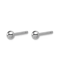 Curata Jewelry Solid 950 Platinum Classic Ball Stud Earrings 3mm