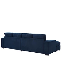 Streamdale Furniture 4-Seat Corduroy Sectional Sofa Sleeper Couch with 2 Ottomans
