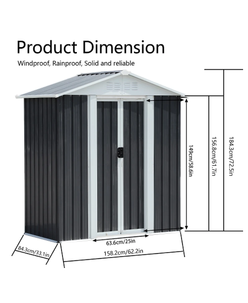 Streamdale Furniture Outdoor Storage Shed With Aluminum Alloy Frame With Base