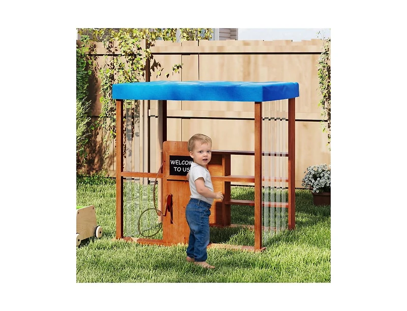 Slickblue Kids Gas Station Playhouse with Refueling Guns for Ages 3