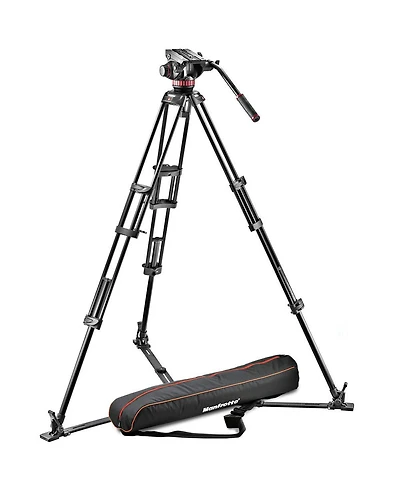 Manfrotto 546GB 3-Section Aluminum Twin Leg Tripod with 502 Fluid Video Head and Ground Spreader