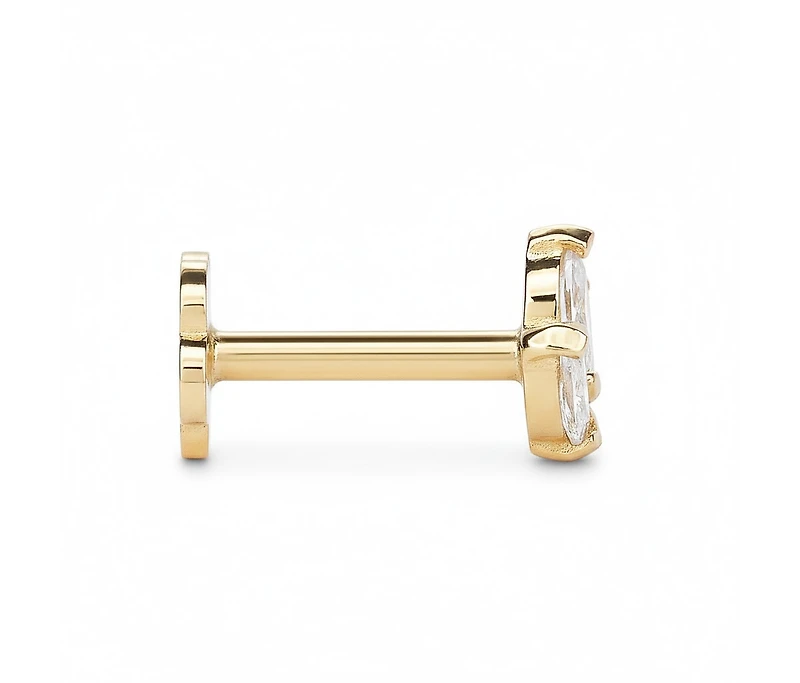 Curata Jewelry Marquise Cubic Zirconia Lotus Flower Cartilage Labret Flat-back Piercing