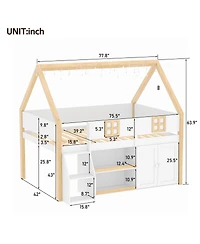 Streamdale Furniture loft bed with Step Staircase, Shelving, Cabinets & Led lights