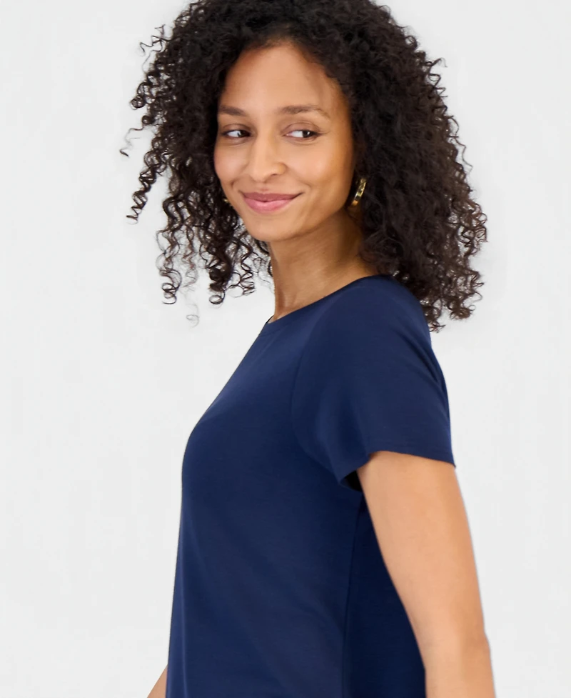 Style & Co Petite Short-Sleeve Boat Neck Top, Macy's Exclusive