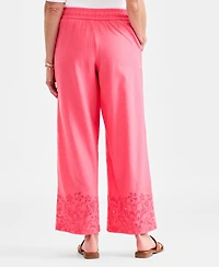 Style & Co Women's Embroidery Linen Blend Pull-On Pants, Macy's Exclusive