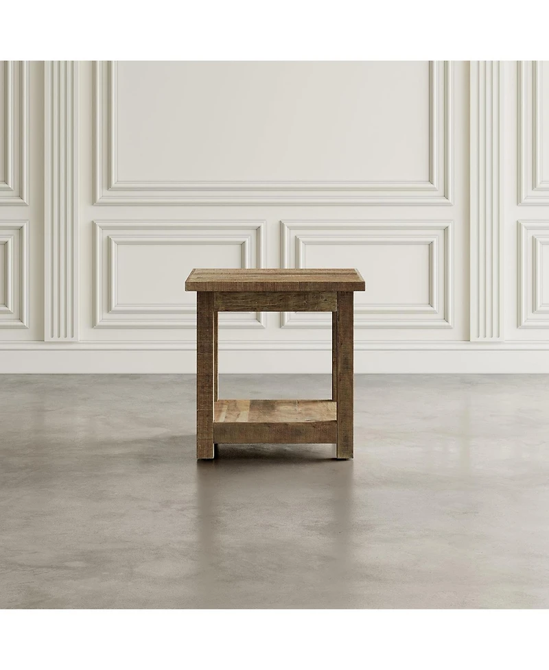Jofran Reclamation Rustic Solid Wood Square End Table with Storage Shelf