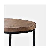 Jofran Warner Round Modern Rustic Solid Wood and Metal Nesting End Tables