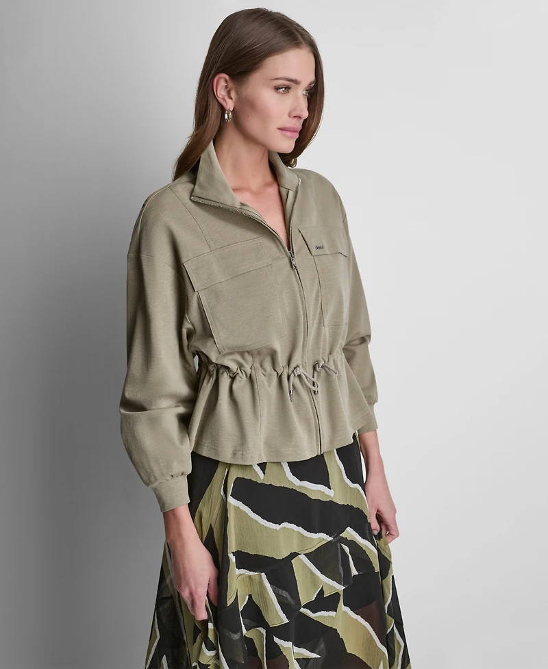 Dkny Women's Arid Pique Technical Zipper Front Jacket