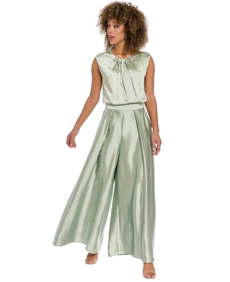 Muse Women's Tucked Beaded Neckline Sleeveless Top