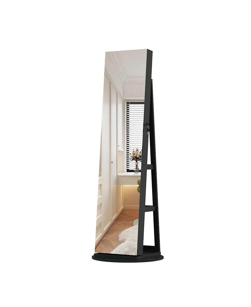 Streamdale Furniture 360degree(s) Swivel Jewelry Cabinet with Full Length Mirror