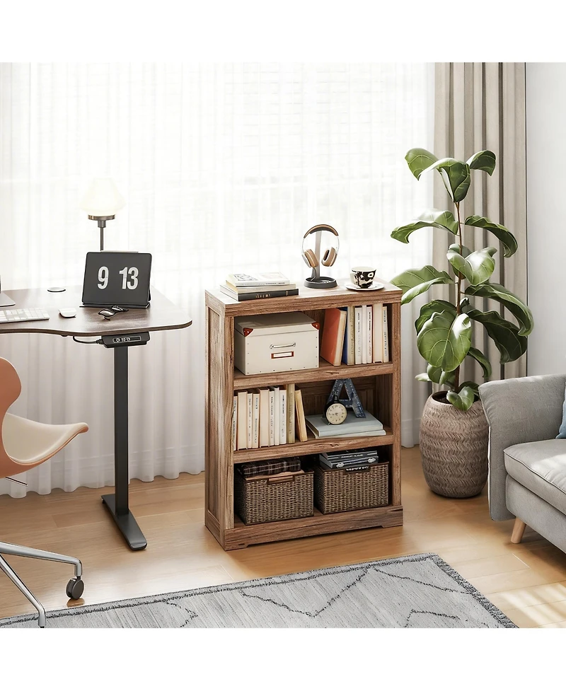 Yigii Adjustable 2-Tier Wood Bookshelf for Home Office & Living Room