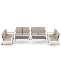 Gymax Set Of 8 Patio Furniture Set Patio Loveseat Sofa w/ 2 Coffee Table 4 Single Couch