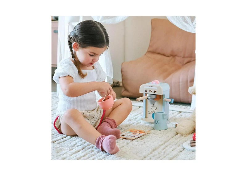 Tiny Land Play Kitchen Accessories – Children's Coffee Maker: Wooden Kids Play Coffee Maker Set