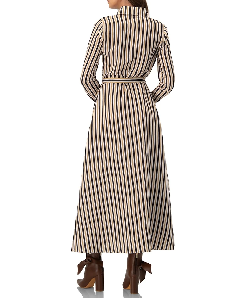 Ivonne Women's Long Striped Shirt Dress