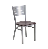 Emma+Oliver 2 Pack Silver Slat Back Metal Restaurant Chair