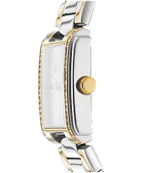 Dkny Women's White Mop Dial Crystal Accented Case Two-Tone Gold Stainless Steel Bracelet Watch, 23 x 30mm