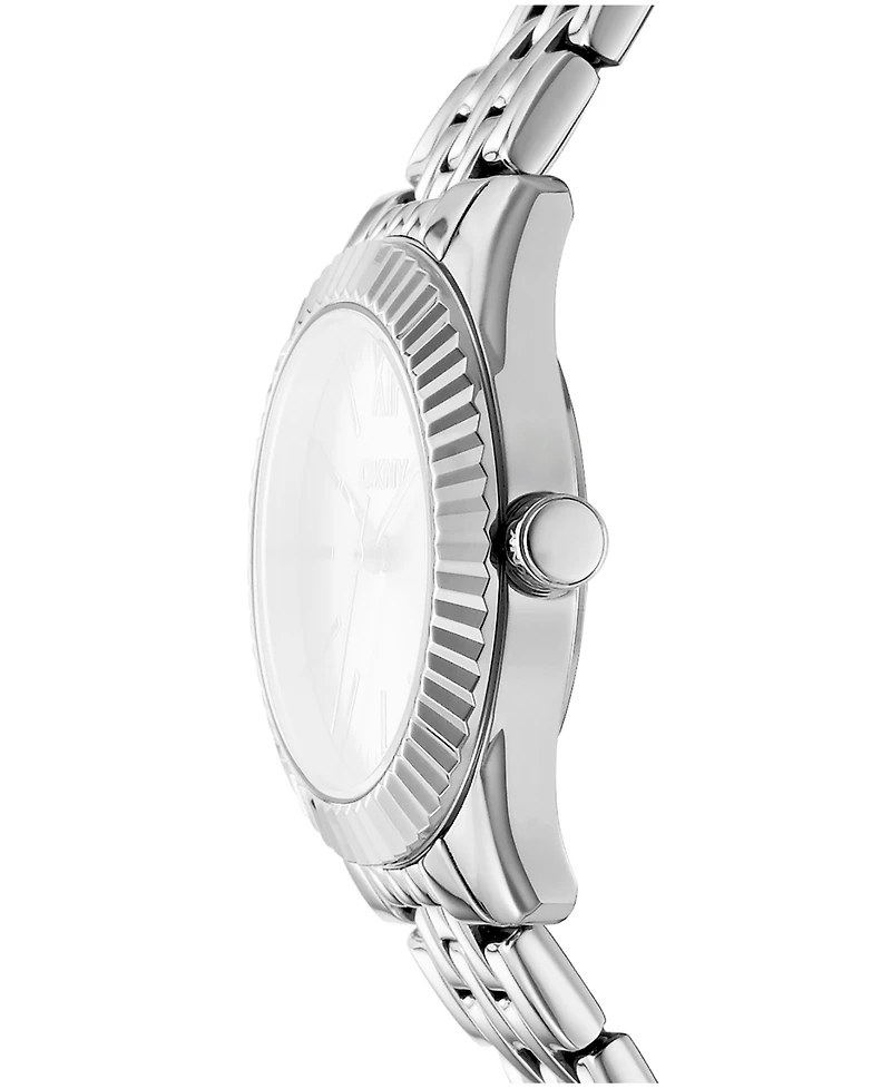 Dkny Women's Black Dial Fluted Bezel Stainless Steel Bracelet Watch, 30mm