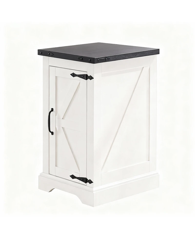 Yigii Farmhouse Nightstand with Charging Station