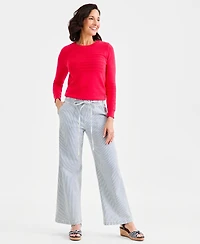 Style & Co Women's Striped High-Rise Pull-On Wide-Leg Jeans, Macy's Exclusive