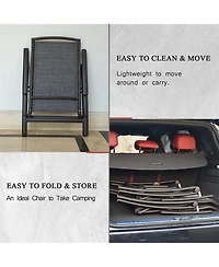 Clihome Folding Patio Chairs Set of 2, Aluminium Frame Reclining Sling Lawn Chairs Double-Layered Textilene Chairs