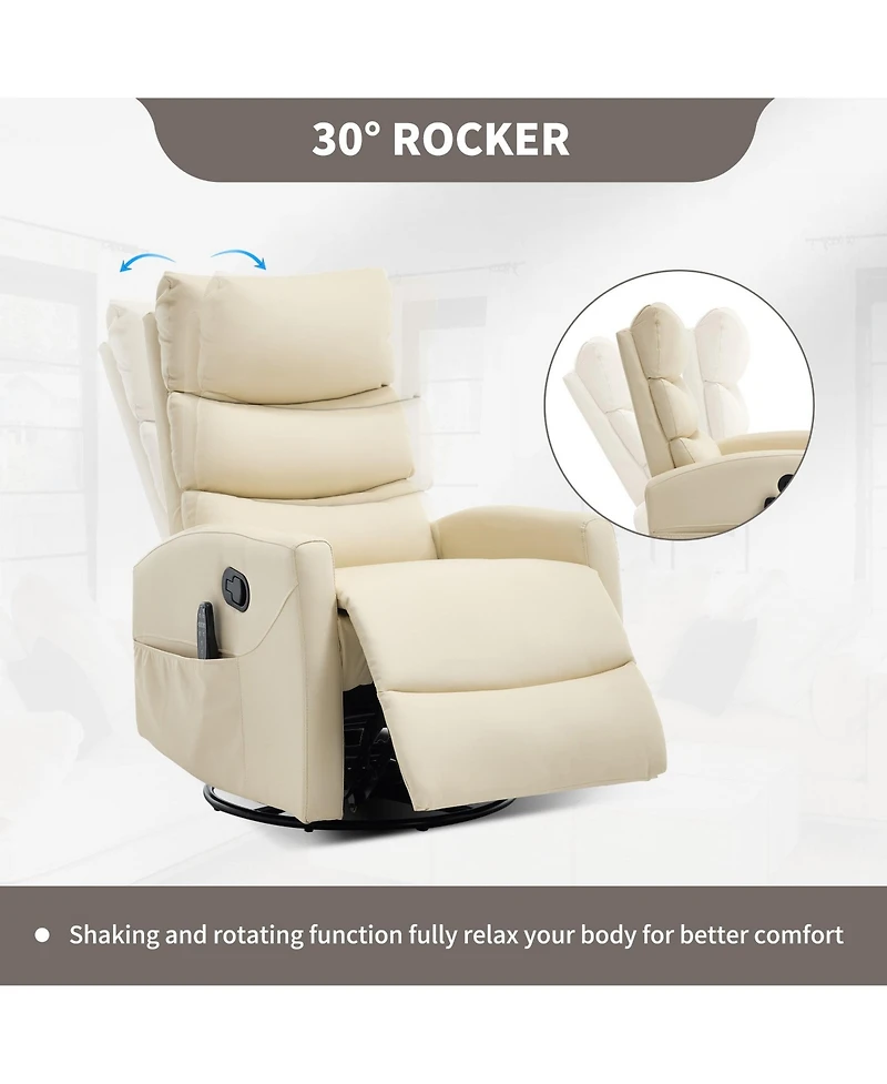 Boyel Living Manual Recliner Chair with Heat & Massage for Room, Faux Leather - Rocker Swivel Chair.
