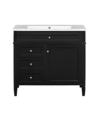 Sillysis 36" Bathroom Vanity with Resin Sink, Modern Freestanding Cabinet Drawers & Adjustable Shelf, Solid Wood Mdf Storage
