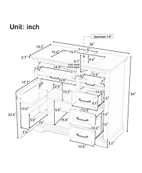 Sillysis 36" Bathroom Vanity with Ceramic Sink, Classic Modern Rubber Wood Cabinet & Ample Drawer Storage for Small Spaces