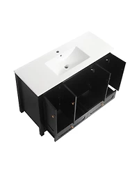 Sillysis 48" Bathroom Vanity with Integrated Ceramic Sink, Mdf Cabinet & Soft-Close Doors, Transitional Modern Storage for Elegant Decor