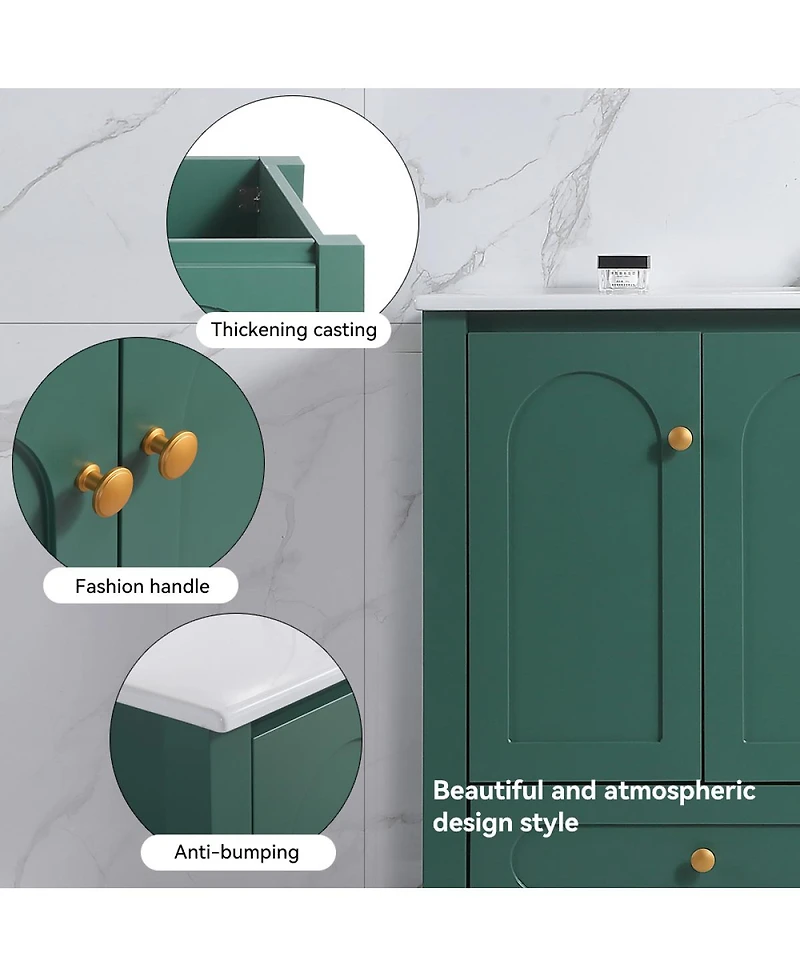 Sillysis 48" Bathroom Vanity with Integrated Ceramic Sink, Mdf Cabinet & Soft-Close Doors, Transitional Modern Storage for Elegant Decor
